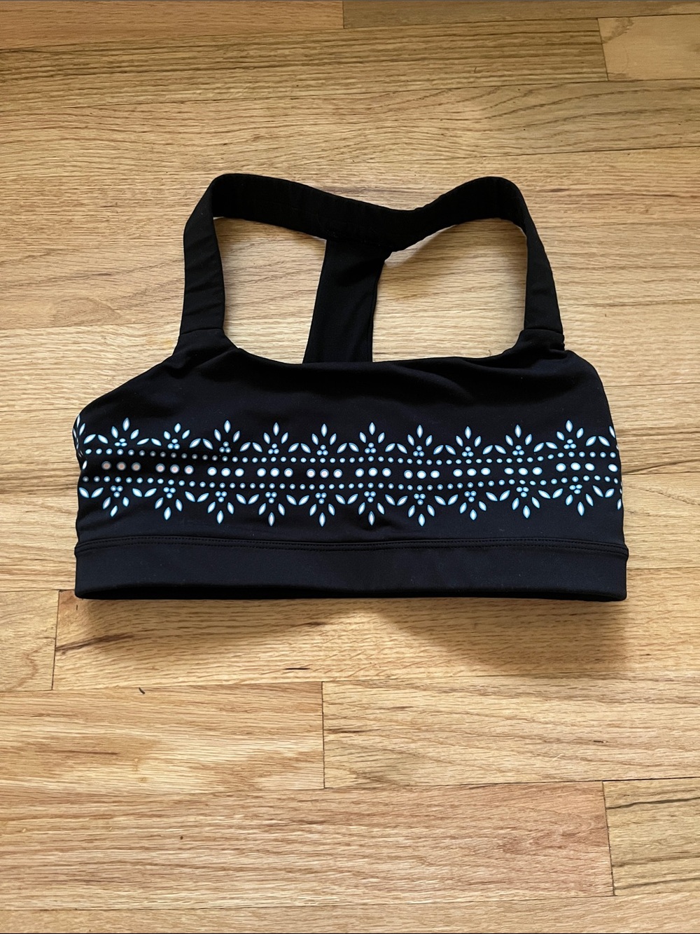 GAP Black Sports Bra with Light Blue Pattern